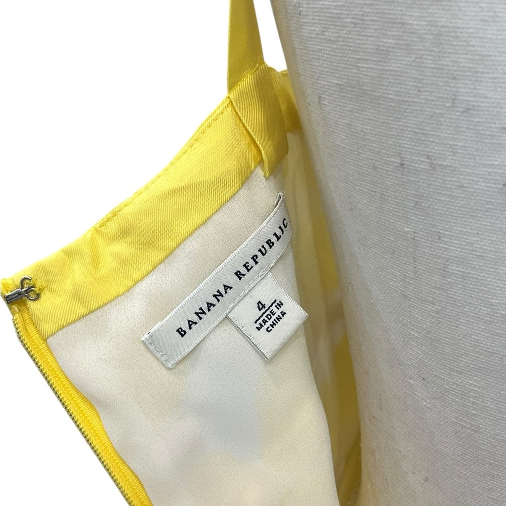 Banana Republic Y2K Silk Yellow Geometric Fit Flare Sundress Size 4 - Picture 7 of 11